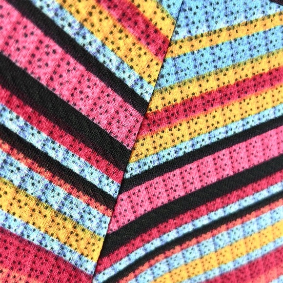 ECI |🌈👗Colorful Striped Cap Sleeves Bodycon Shift Style Dress - Picture 6 of 10